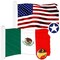 G128 Combo Pack: American USA Flag 1x1.5 Ft & Mexico Mexican Flag 1x1.5 Ft | Both ToughWeave Series Embroidered 300D Polyester, Embroidered Design, Indoor/Outdoor, Brass Grommets
